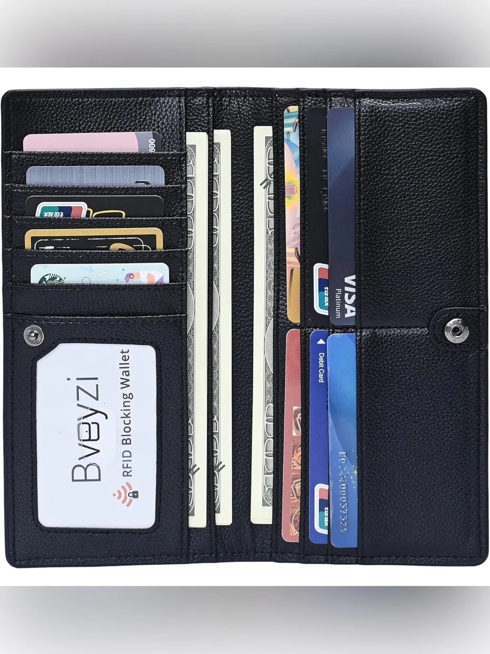 YNS Generic Black Leather Long Wallet - Picture 4 of 6